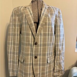 Men's Tan Plaid Blazer
